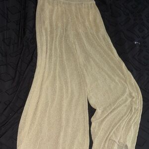 Elegant Gold Wide-Leg Women's Pants